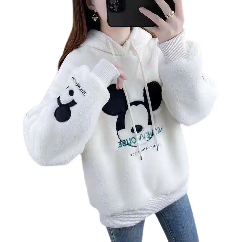 Mickey print Hoodie Anime Cartoon Print Sweatshirt met capuchon Kleding Casual Mode Losse Vrouw Leuke Top Outdoor Meisjeskleding