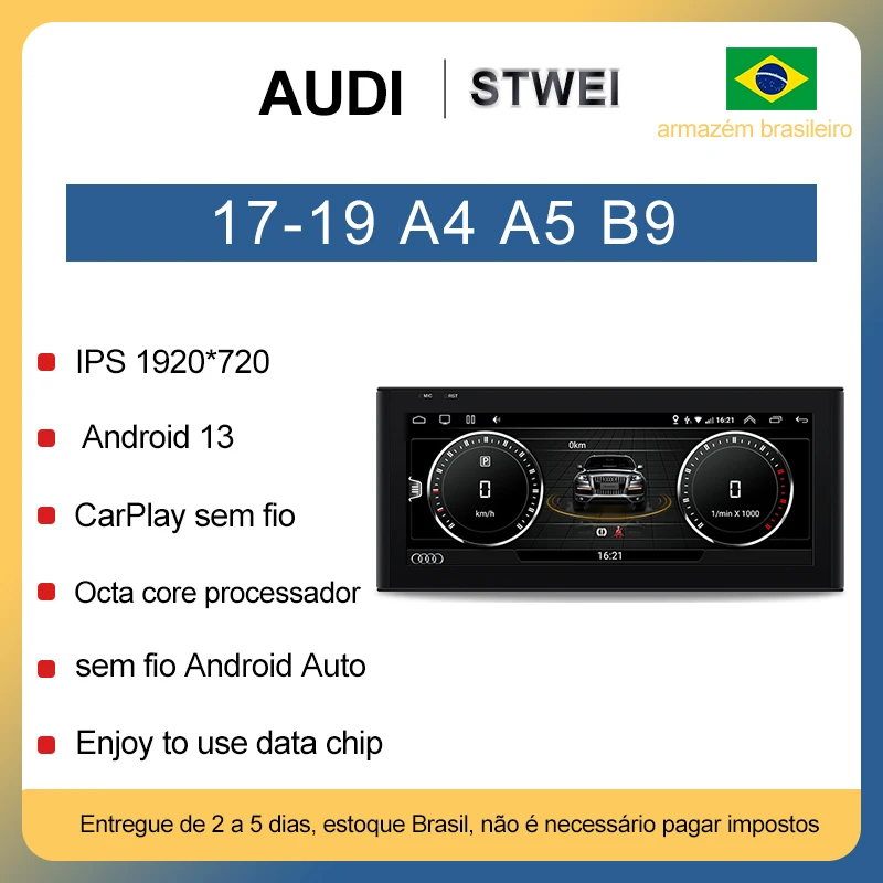 Stwei preço de fábrica 10.25 "android13 auto carplay para 2017 audi a4 a5 s5 b9 reprodutores de vídeo do carro navegação gps multimídia central