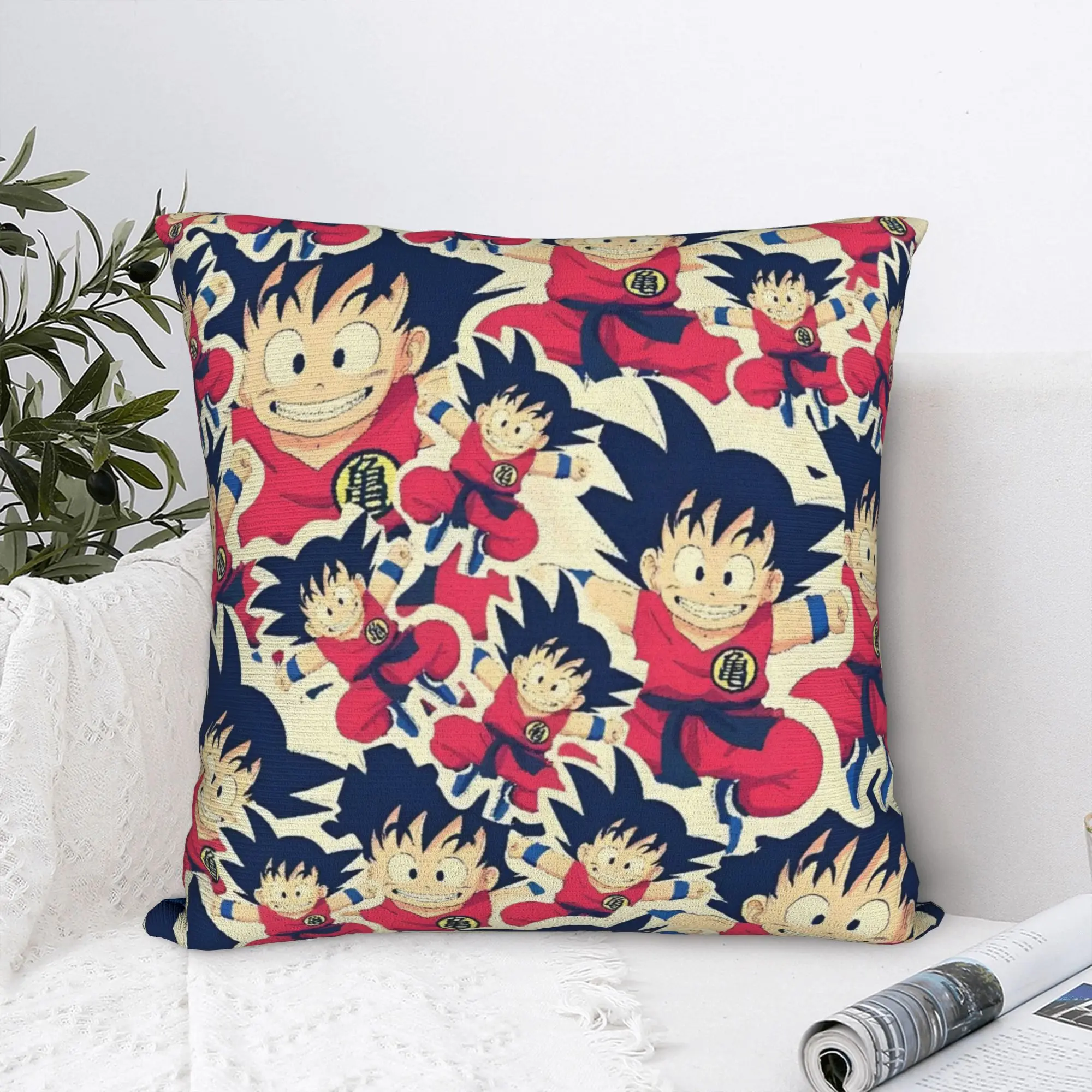 

Квадратная наволочка с рисунком DBZ Goku, модные декоративные чехлы для подушек из полиэстера, наволочка для автомобиля, 18 дюймов