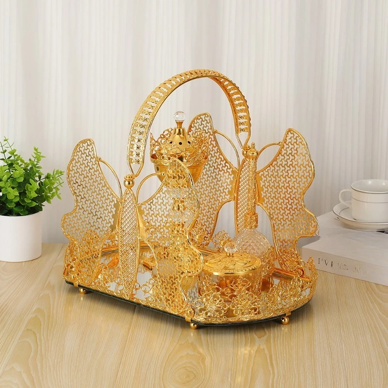New incense burner set retro light luxury zinc incense burner ornament butterfly personalized portable incense burner set