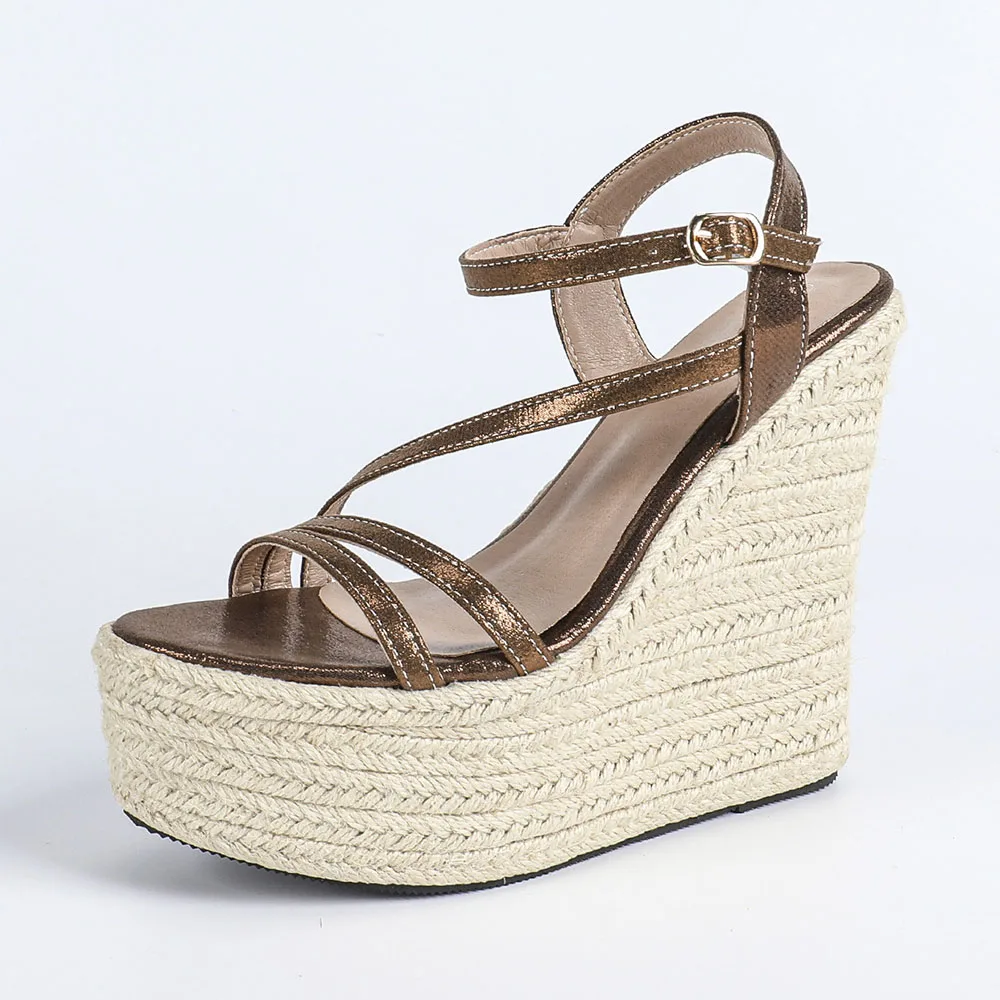 2026 New Big Size 43 Summer Bohemain Espadrilles Wedges Sandals Women High Heels Shoes Ankle Strap Platform Sandals_voghion.com