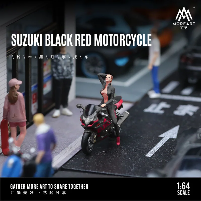 MoreArt 1:64 Suzuki Hayabayumi Motorcycle Pretty Girl Doll Model Set