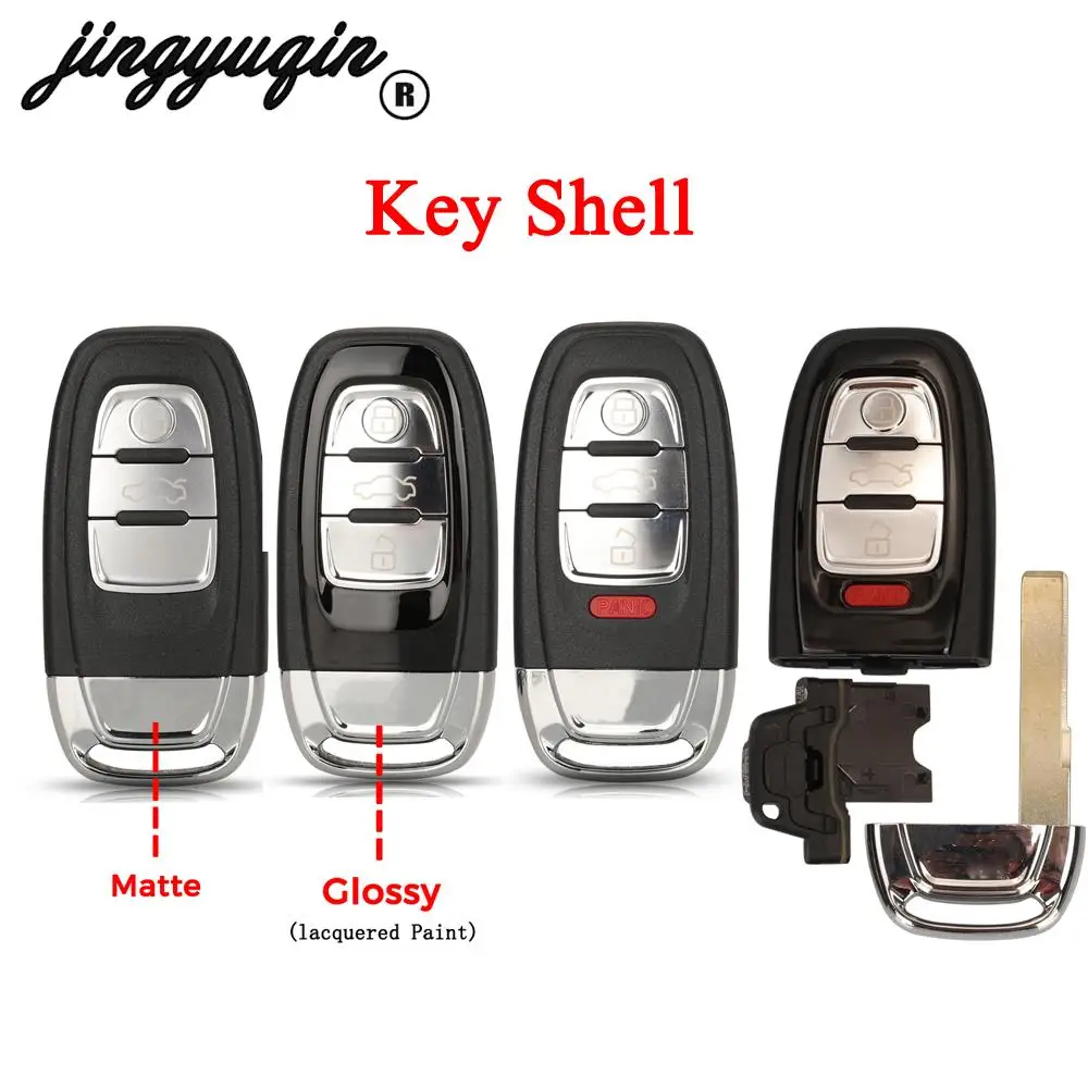 jingyuqin 3/4 Buttons Car Remote Key Case For Audi Q5 A4L A5 A6 A7 A8 RS4 RS5 S4 S5 Matte / Glossy Shell HU66 Balde Replacement