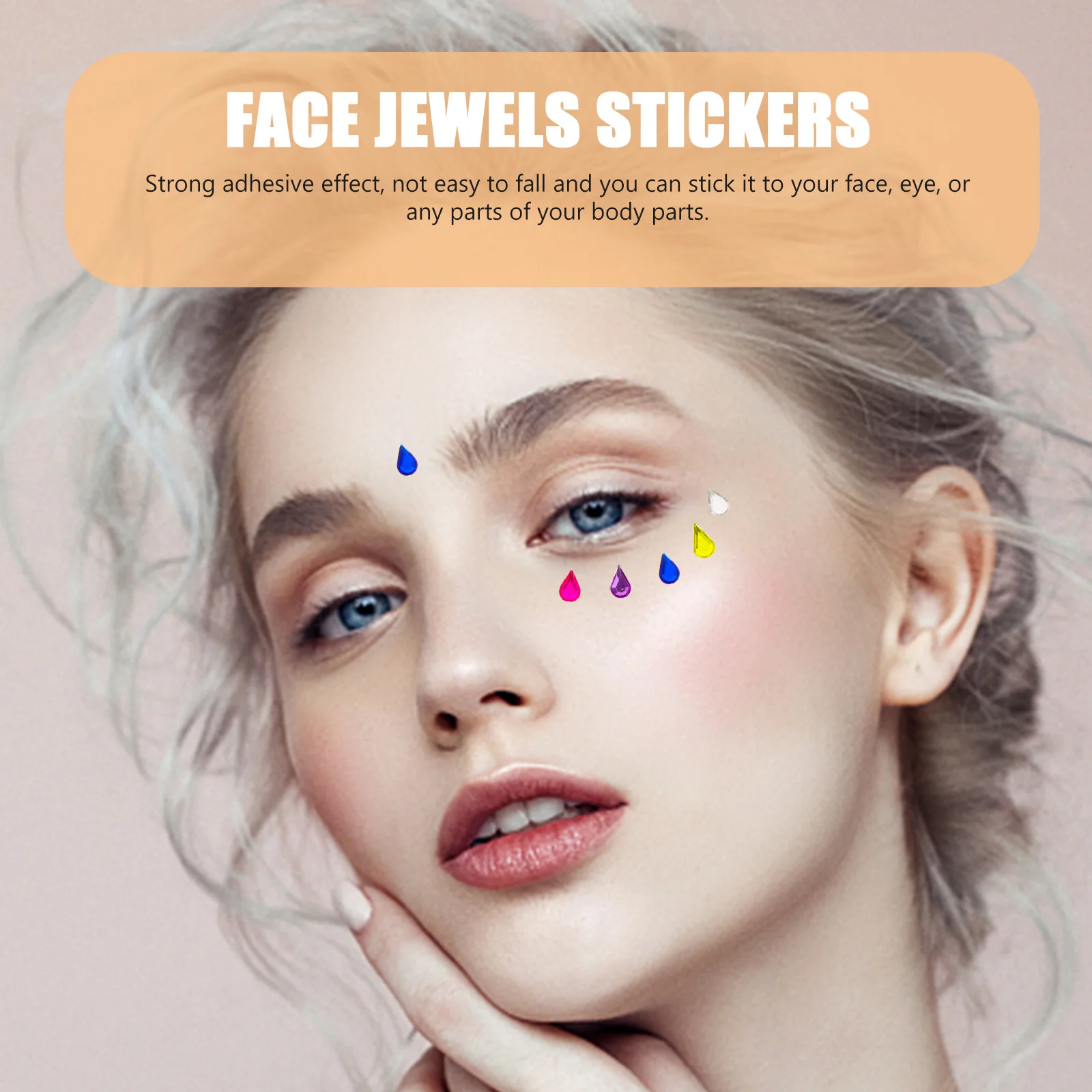 ملصقات كريستال حجر الراين جواهر وجه ذاتية اللصق للبالغين في حفلات المهرجانات وحفلات الهالوين والزفاف ديكور ذاتي الصنع #4