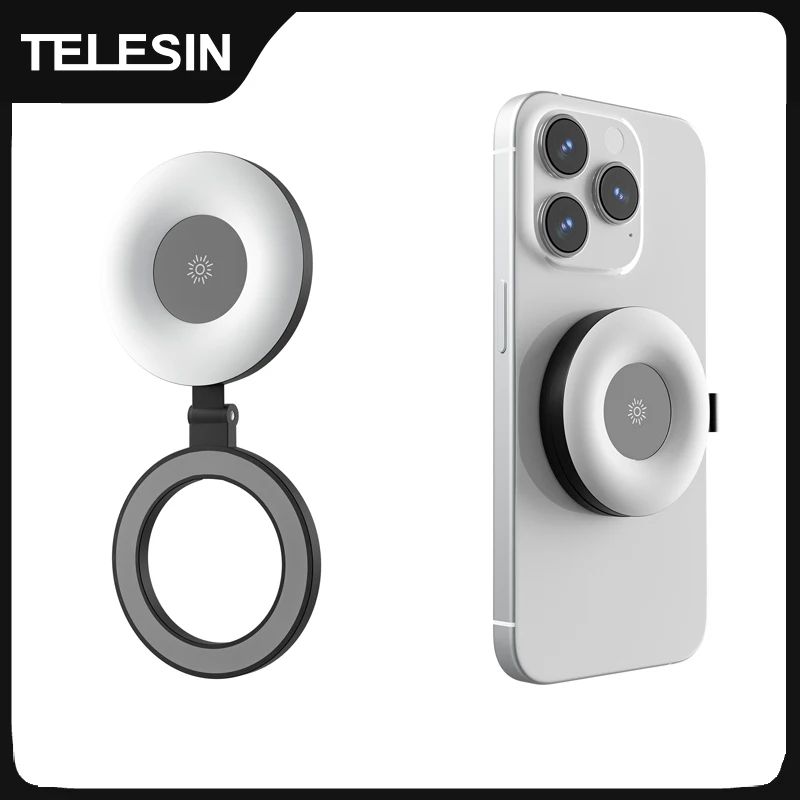 TELESIN Smartphone Magnetic Fill Light Mini Selfie Light 3 Modes Adjustable Brightness for Iphone XIAOMI HUAWEI SAMSUNG Phone