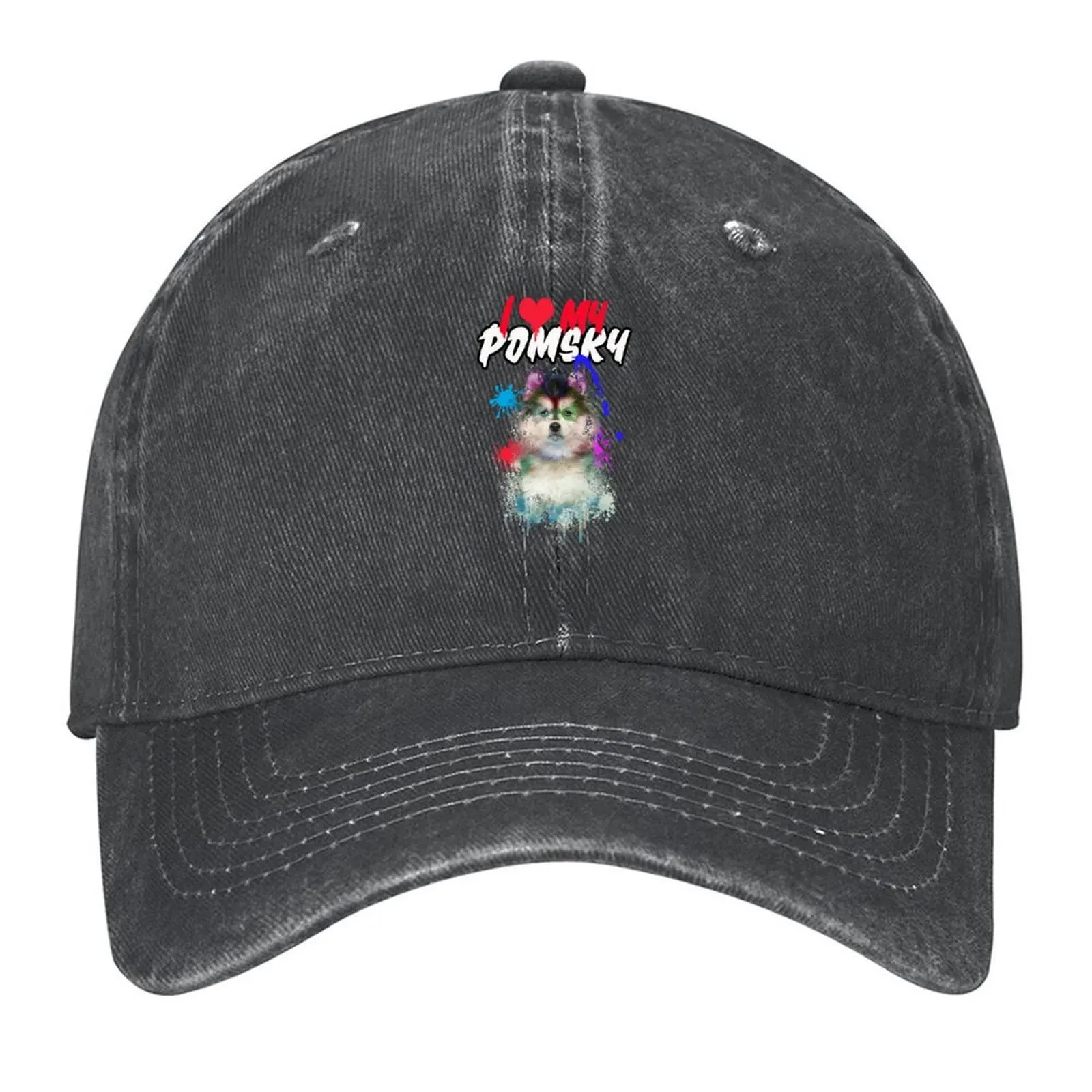 

I Love My Pomsky Dog Lovers Splash Art Design Baseball Cap summer hat Golf Hat |-F-| funny hat Girl'S Hats Men's
