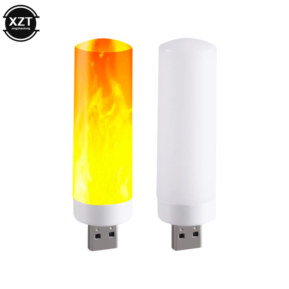 USB LED Flame Atmosphere Light Flashing Candle Lights Book Lamp for Power Bank Camping Lighting Cigarette Lighter Effect Light