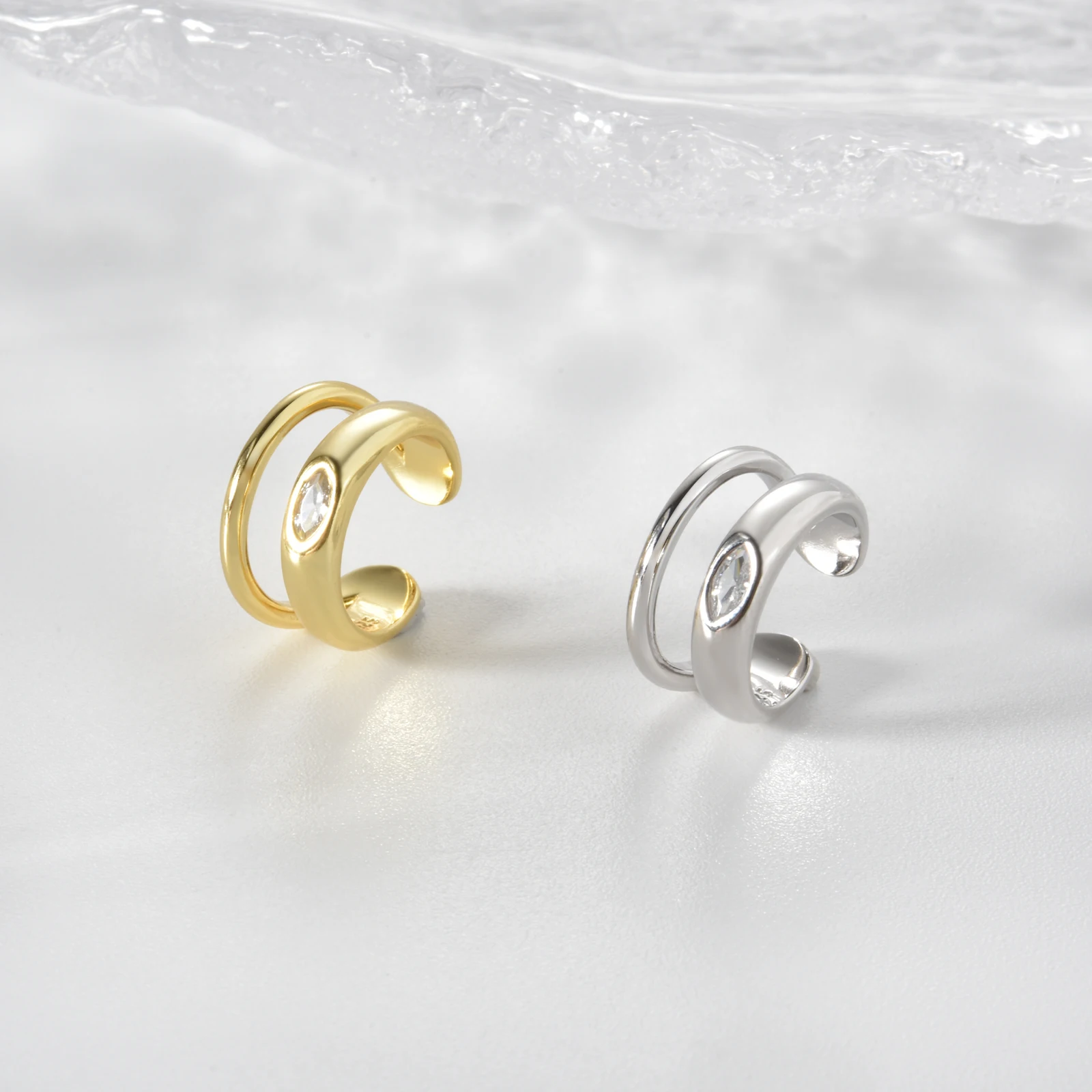 ANDYWEN 925 Sterling Silver 2023 Classic Marquls Earcuff Non Piercing Cuffs Earring Luxury Women 2023 Fine Jewelry Gift
