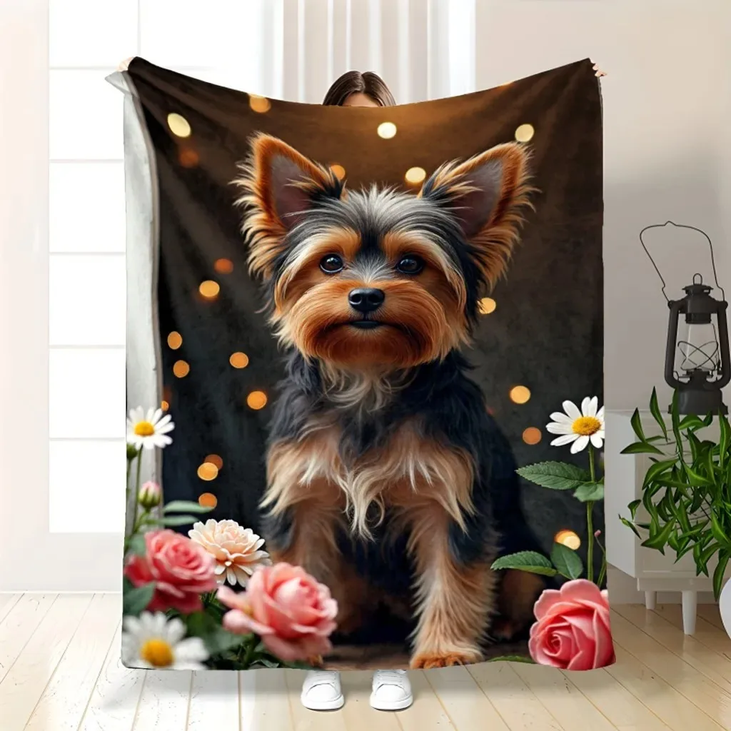 

Плед для йоркширских терьеров - Мягкий фланелевый плед с принтом для собак