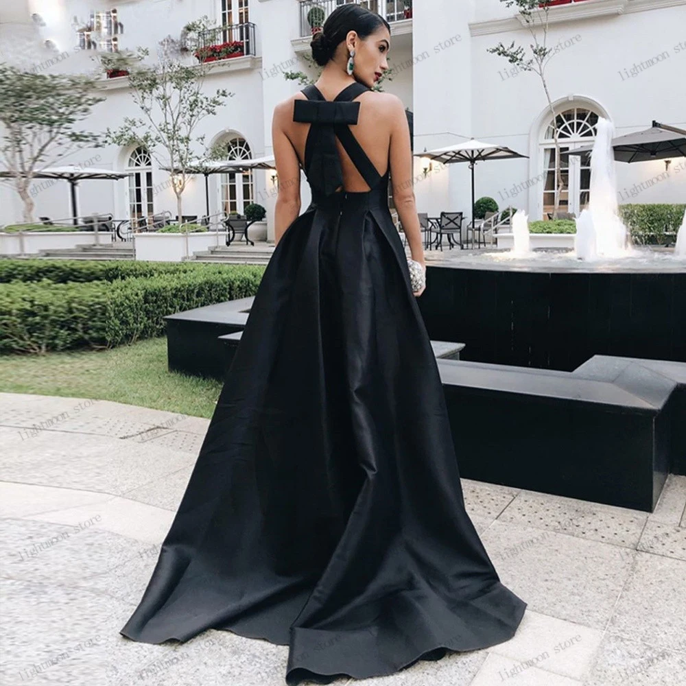 Modern Evening Dresses Simple Prom Dress Sexy Sleeveless Deep V-Neck Backless Robes For Formal Party Elegant Vestidos De Noche