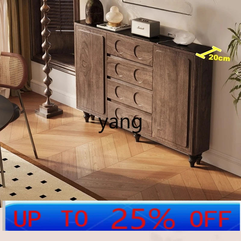 

LMM medieval style solid wood meal integrated locker against the wall living room storage tea 30cm narrow side cabinet