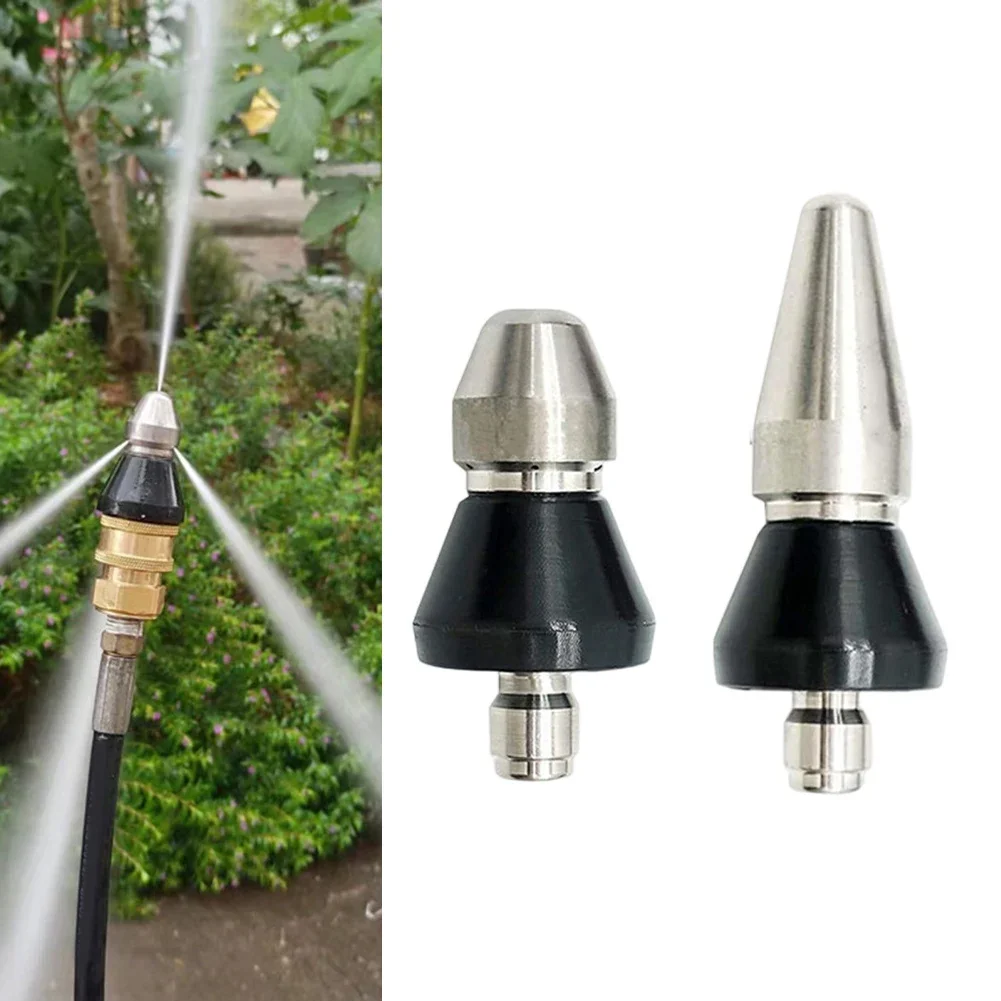 

5000 PSI Drain Jetter Hose Nozzle For 1/4 Pressure Washer Quick Connect Stainless Steel Sewer Pipe Cleaning Tool