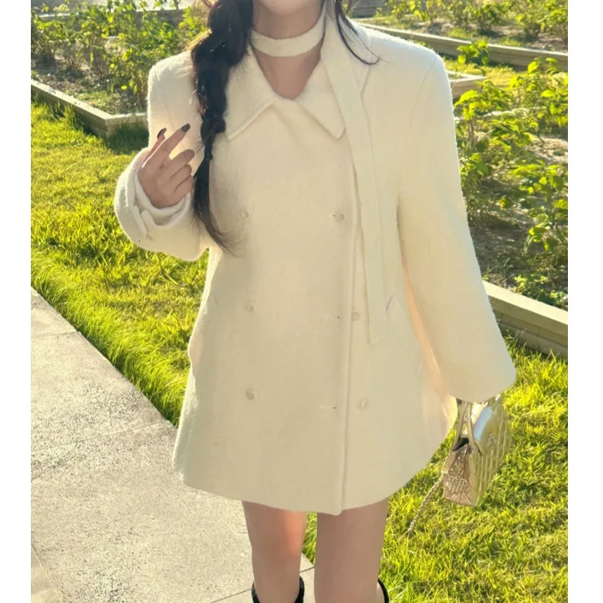 

Women's Chic Loose Woolen Coat Korean Sle Autumn Winter Warm Simple Faionable Cotton Blend Large Coat Commute Friendly