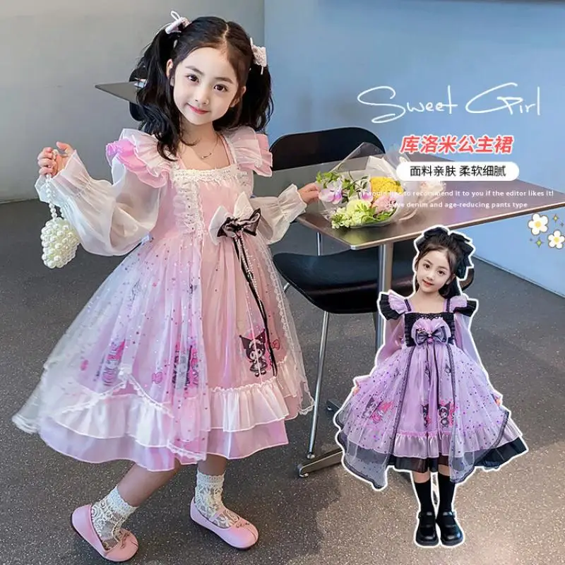 Mädchen Herbst Kleid Cartoon Sanrios Kuromi Kinder Mode Prinzessin Rock Nette My Melody Süße Gaze Rock kinder Kleidung