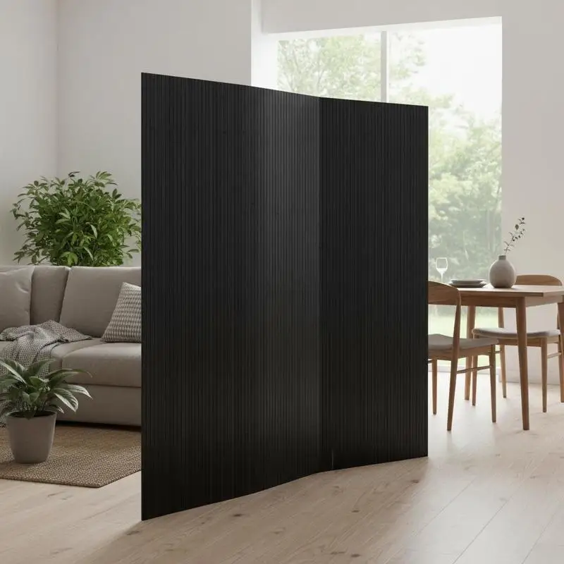 Paravent 400 cm en bambou noir, séparateur de pièce avec structure roulante pour salon, chambre, bureau, organisation naturelle de l'espace, intérieur moderne, décoration intérieure, intimité