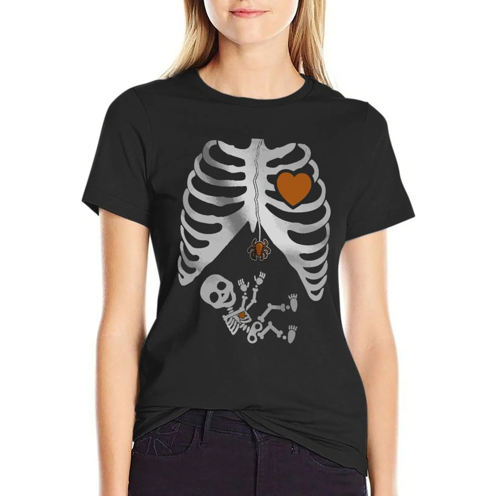 Halloween - Pregnant Skeleton Xray Costume Women T-Shirt shirts graphic tees blanks tees t-shirt dress for Women graphic