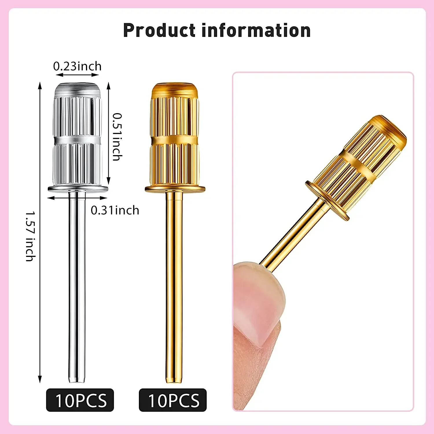 10 PCS Nail Drill Bits Mandrel Bit Sanding Band Shaft for Electric File Nail Sanders Manicure Pedicures