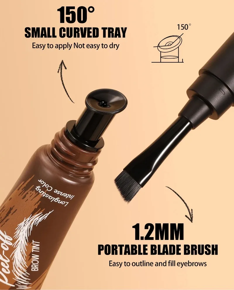 5-farbiges, abziehbares Augenbrauengel und Pinsel in einem, langanhaltende, intensive Farbe, schweißresistent, semi-permanente Augenbrauenfarbe, Augen-Make-up – Detail 4