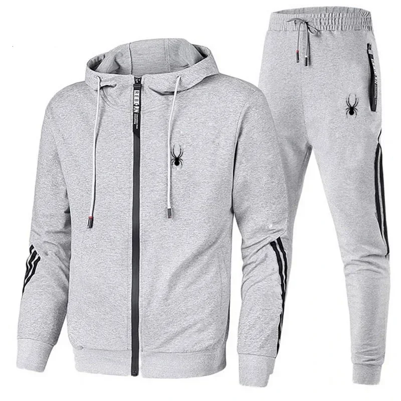 Men\'s hooded sweatshirt and lace-up pants, tracksuit, athletic hooded sweatshirt, Spring and Autumn 2024, 2 pieces