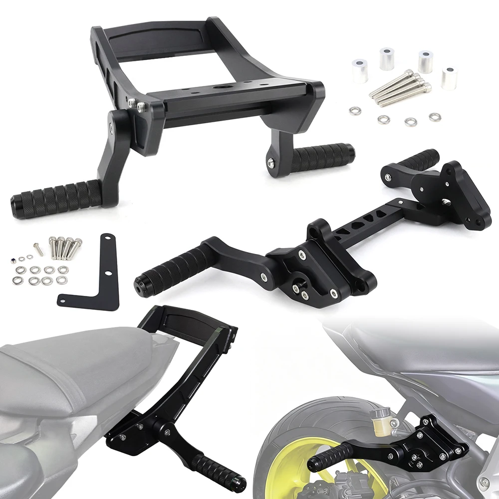 

For Yamaha FZ-07 / MT-07 2014-2025 Motorcycle Adjustable Rear Footrests Subcage Passenger Peg Guard & Sub Cage with Scrape Bars