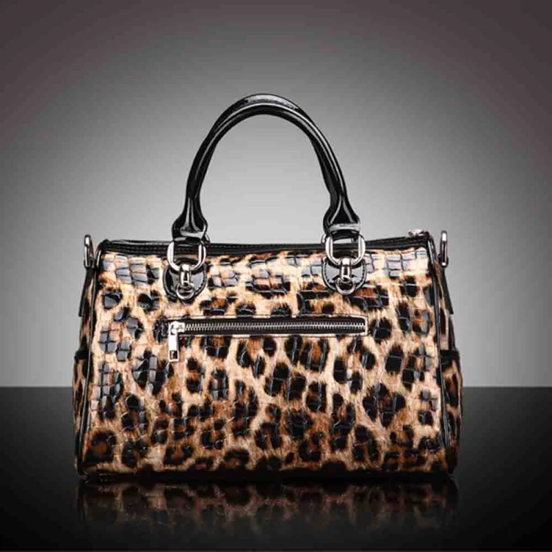 Retro Leopard Print Women Bag ladies Genuine Leather Luxury Shoulder Handbags and Purses Large Boston Tote bags 2024 Spring New