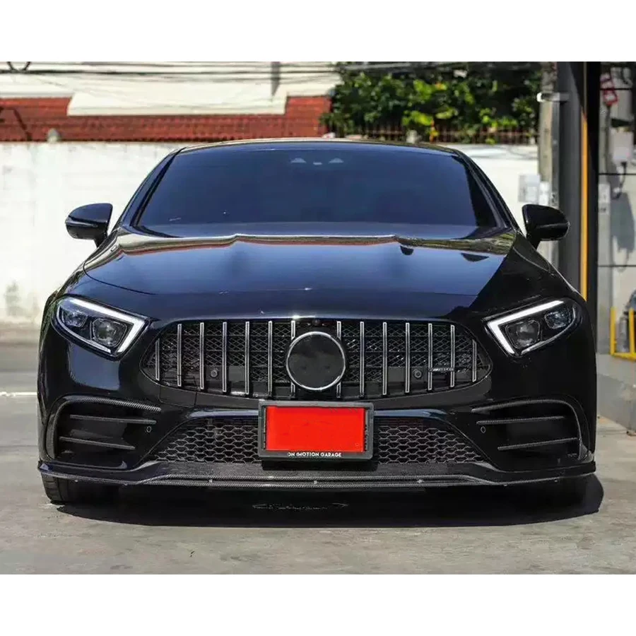 For Mercedes Benz CLS Class W257 CLS53 350 2018+ Carbon Fiber Car Front Bumper Wind knife Spoiler Canard Air Knife Surround Trim