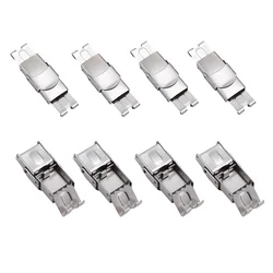 10Pcs Stainless Steel Clasp Crimp Jaw Hook Clasps Leather Fastener Connectors Lace Buckle DIY Bracelet Jewelry Making Components