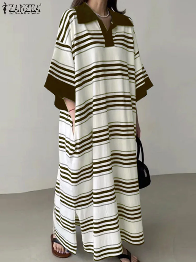 Stijlvolle gestreepte jurk 2025, zomerjurk ZANZEA dames casual half mouw baggy zonnejurk elegante vakantie maxi gewaad losse vestidos