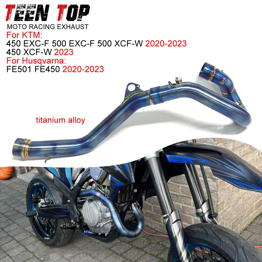 

For KTM 450EXC-F 500 EXC-F Front Link Pipe Titanium Alloy 50.5MM Dirt Bike For Husqvarna FE501 FE450 2020-2023 Exhaust Elbow