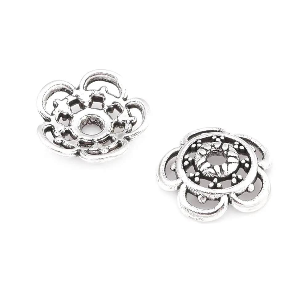 Antique Silver Color Zinc Alloy Curl Cloud Flower Beads Caps Jewelry Making Supplies Diy Jewelry Findings Accessories Wholesale