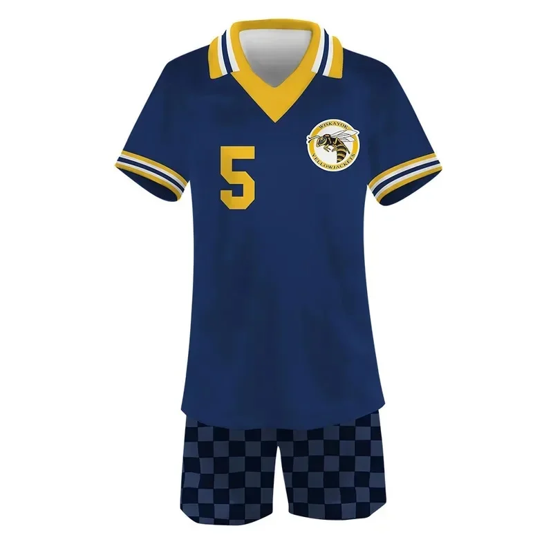 Conjunto de Disfraz de Cosplay Unisex de la Serie de TV Americana Yellowjackets, Polo de Manga Corta Casual + Pijama Corto Deportivo