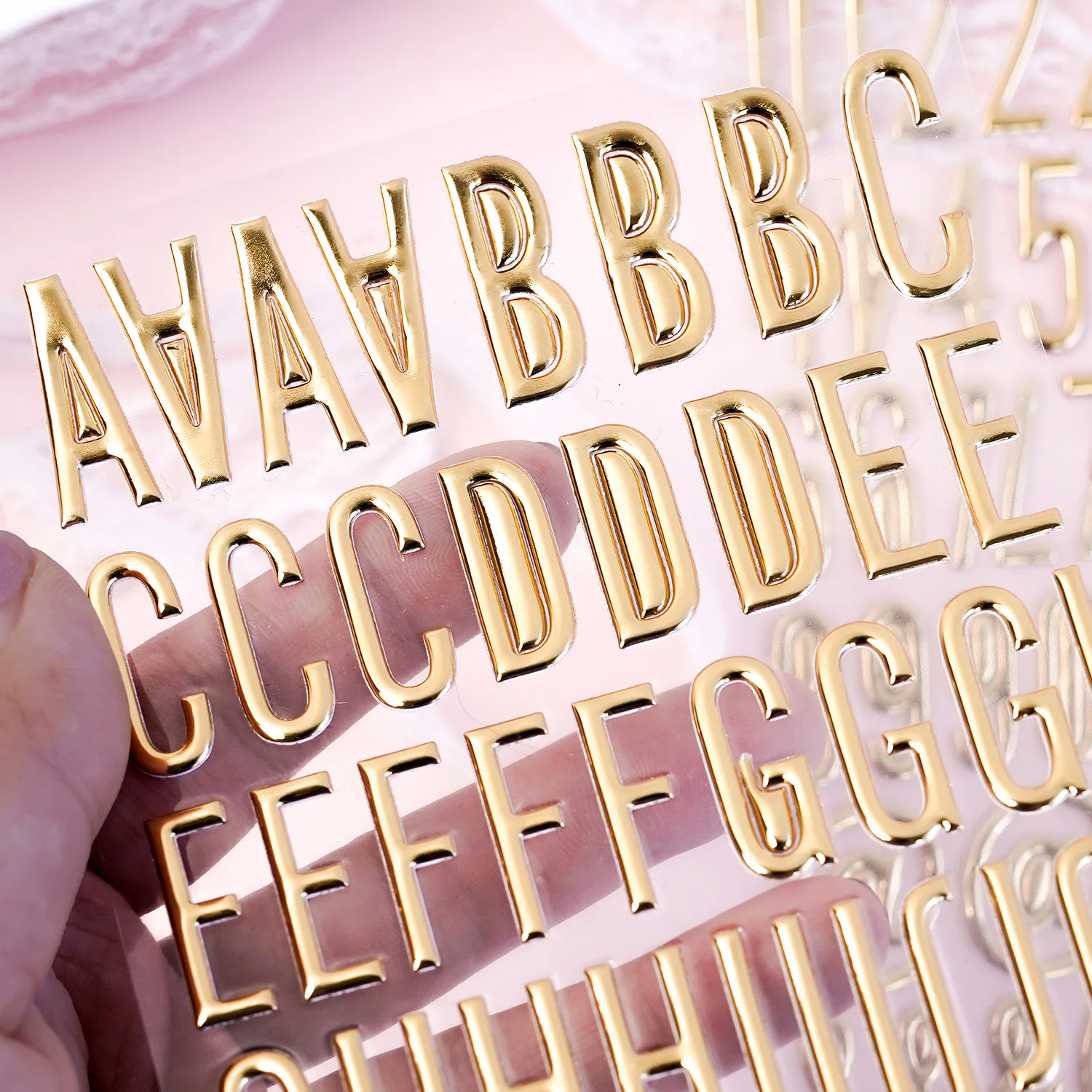 English Letter and Number Bubble Stickers 3D Hot Stamping DIY Hand Account Accessories Metal Three-Dimensional Letter Stickers