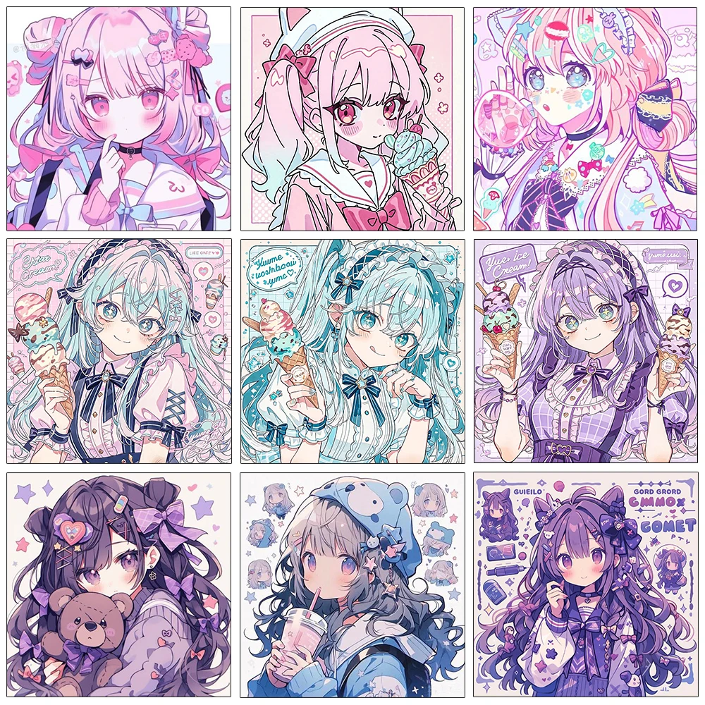 DIY милая аниме девушка алмазная живопись мультфильм вышивка крестиком мозаика горный хрусталь вышивка искусство Алмаз ручной работы хобби набор подарок