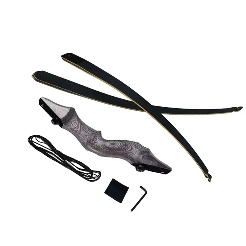 60inch Hunting Bow 25-60lbs Recurve Bow Archery LongBow Takedown Split 15 inch Wooden Riser for Left and Right Hand Shooting