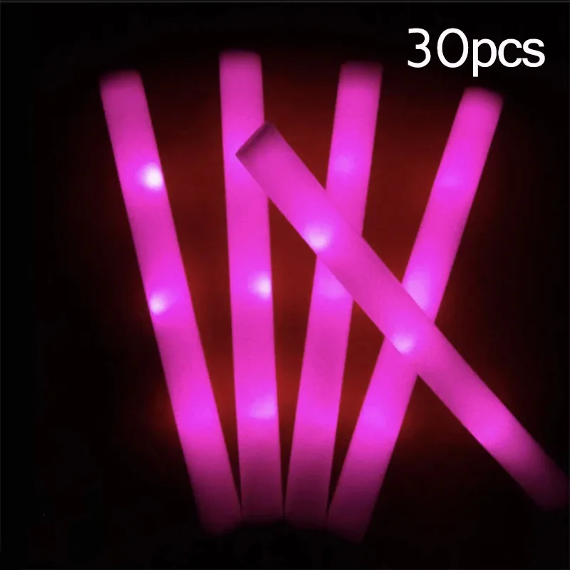 15/30Pcs LED Glow Sticks Bulk Colorful RGB Glow Foam Stick Cheer Tube Dark Light for Xmas Birthday Wedding Party Supplies image 3