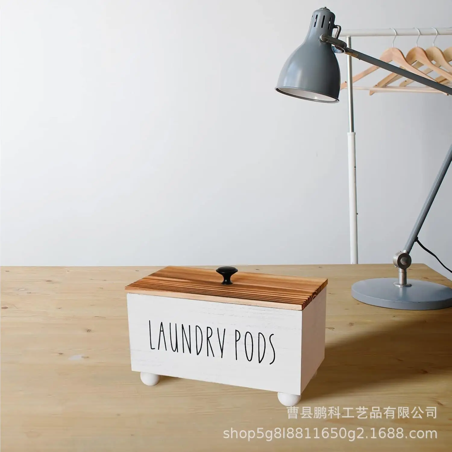 Wooden laundry bead storage box Amazon laundry with cover Dust-proof sundries finishing box Tampon multi-function