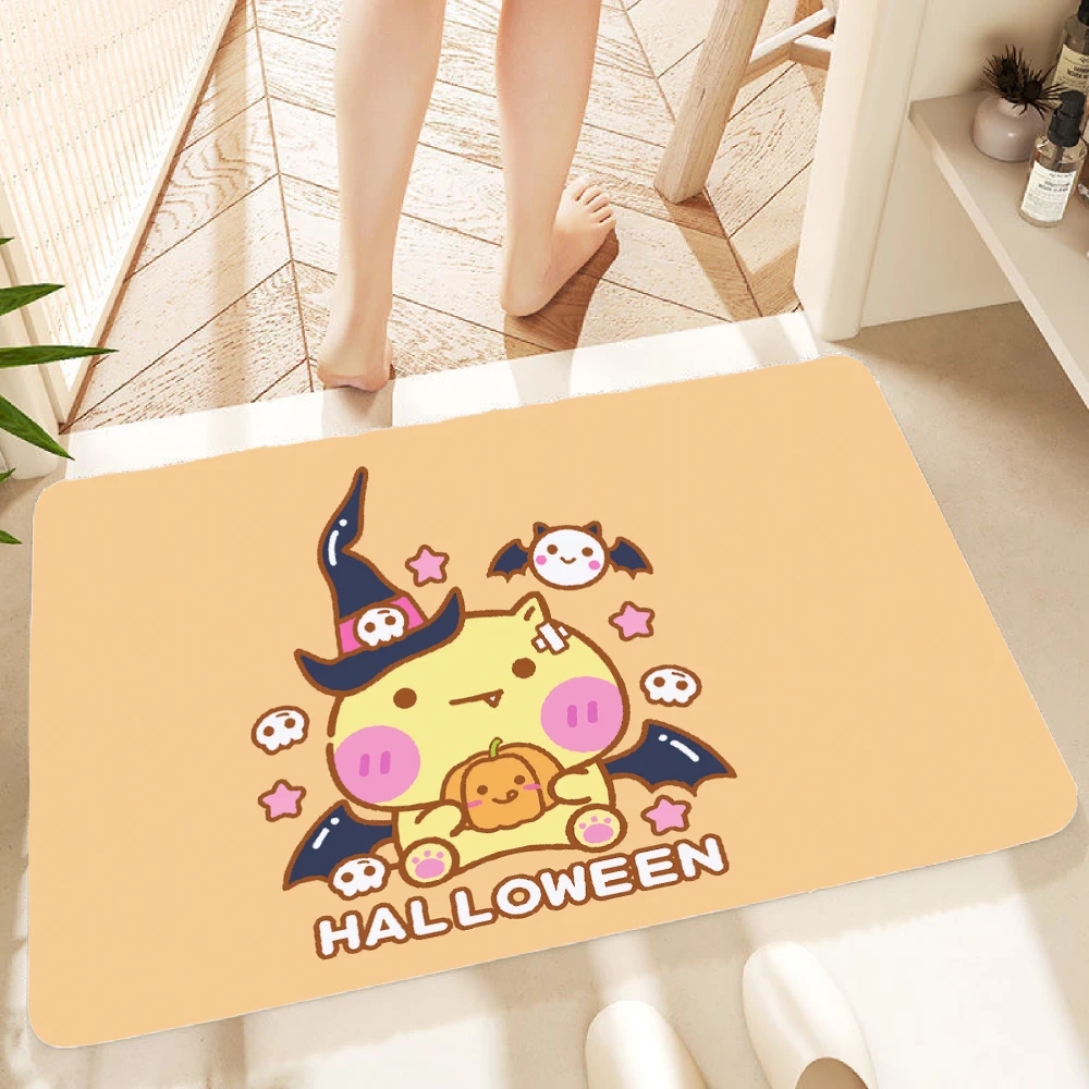 

VIKAMA Absorbent Non-slip Halloween Theme Cartoon Square Mat - Diatomite Door Mat for Bathroom (Easy to Clean)