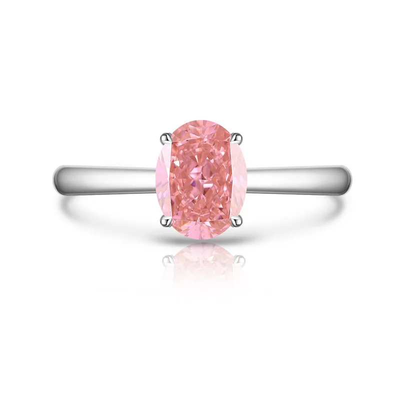 925 Sterling Silber Funkelnder Eisblumenschliff 6 * 8 mm Taubenei Zirkon Ring Damenmode Einfacher klassischer Ehering – Detail 10