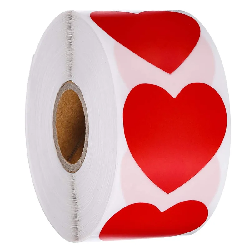 Heart Red Stickers Seal Labels 50-500pcs Labels Stickers Scrapbooking For Package And Wedding Decoration Stationery Sticker