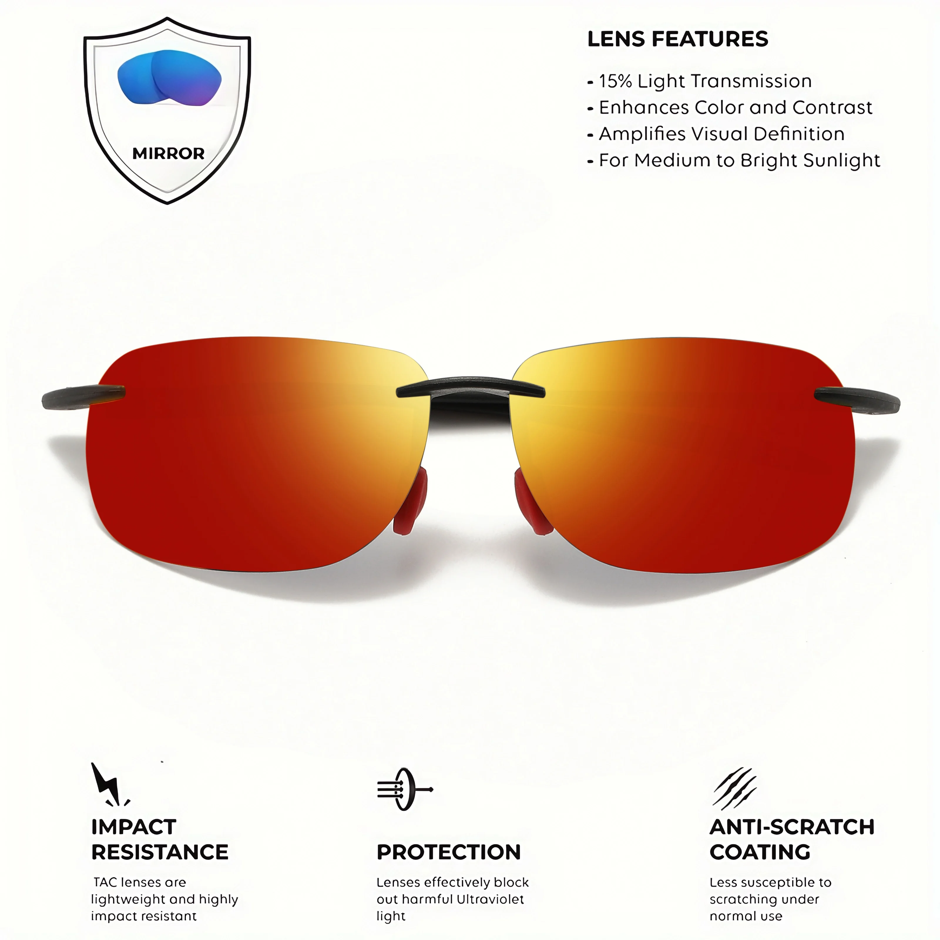 Ultra Light 11g TR90 Frameless Polarized Sunglasses - Flexible & Comfort Fit, Square Shape for Driving, Fishing, Outdoor image 3