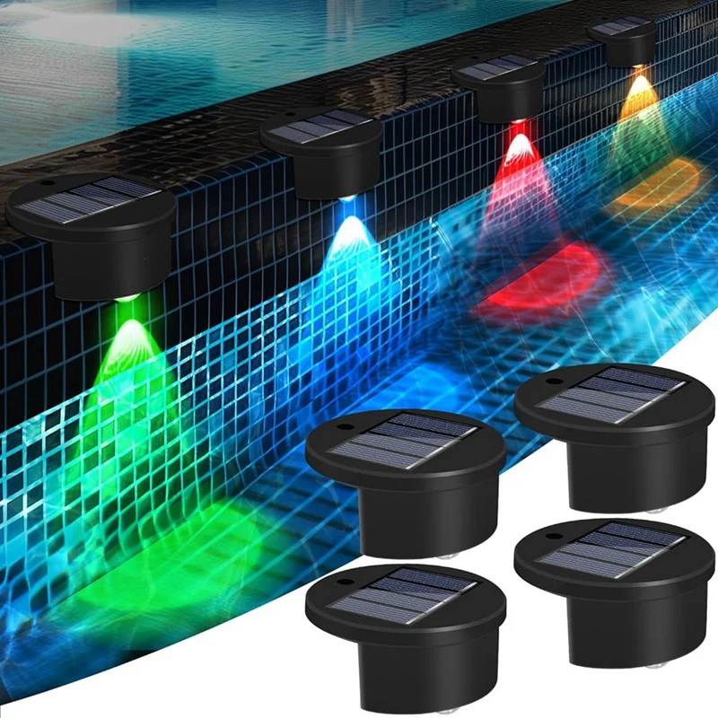 4-pack zwembadrandverlichting op zonne-energie voor inbouwzwembaden, bovengrondse waterdichte draadloze zwembaddecoraties