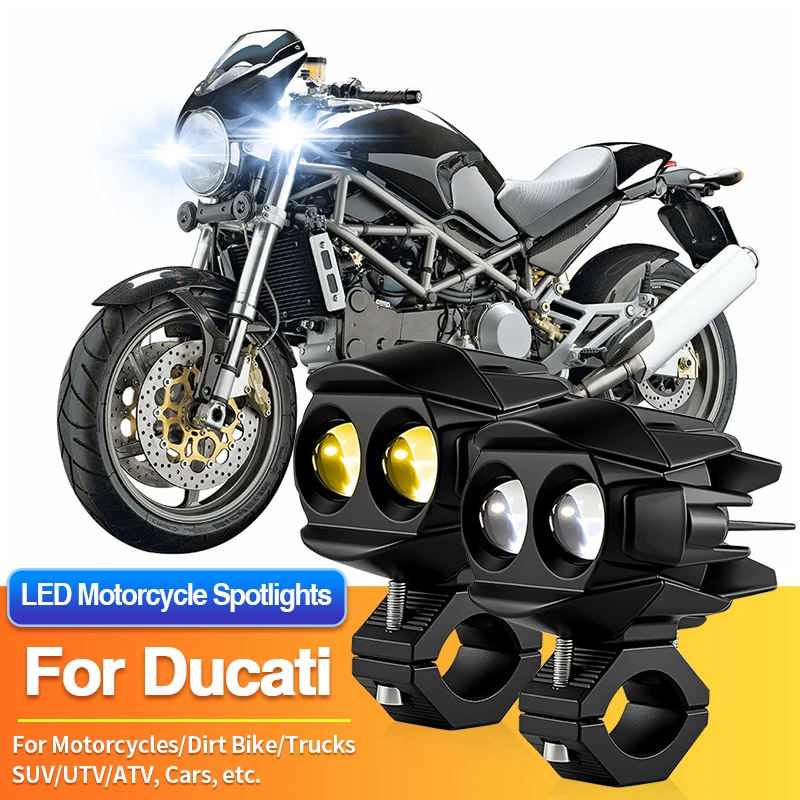 

1 Set LED Motorcycles Headlight Dual Color Spotlight Truck Car ATV for Ducati 1299/Monster 400 620 695 696 750 796 797 800 821