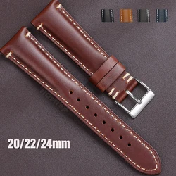 Retro Calfskin Strap 22mm 20mm 24 Universal Replacement Bracelet Women Men Waterproof Watch Band Side Stitched Style Accessories