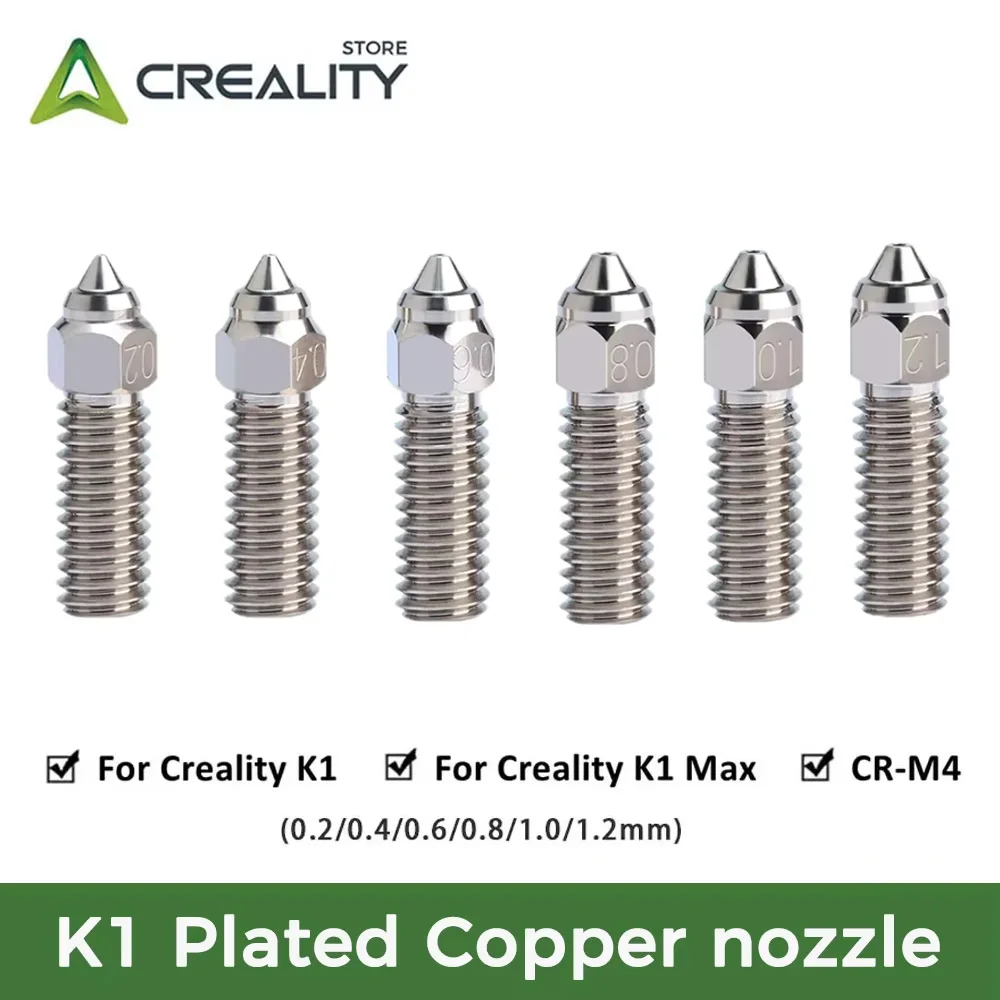 

Сопло CREALITY K1/K1 MAX 0,2/0,4/0,6/0,8/1,0/1,2 мм для 3D принтера, детали из закаленной стали, из меди, устойчивые к высоким температурам и износу