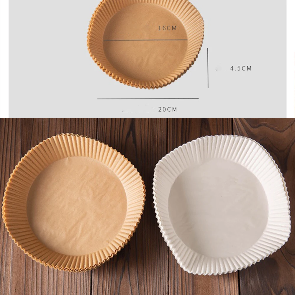25/50pc  Air Fryer Disposable Silicone Tray For Easy Cleaning Suitable For Round Pizza Grill Pan Mats Air Fryer Baking Accessori