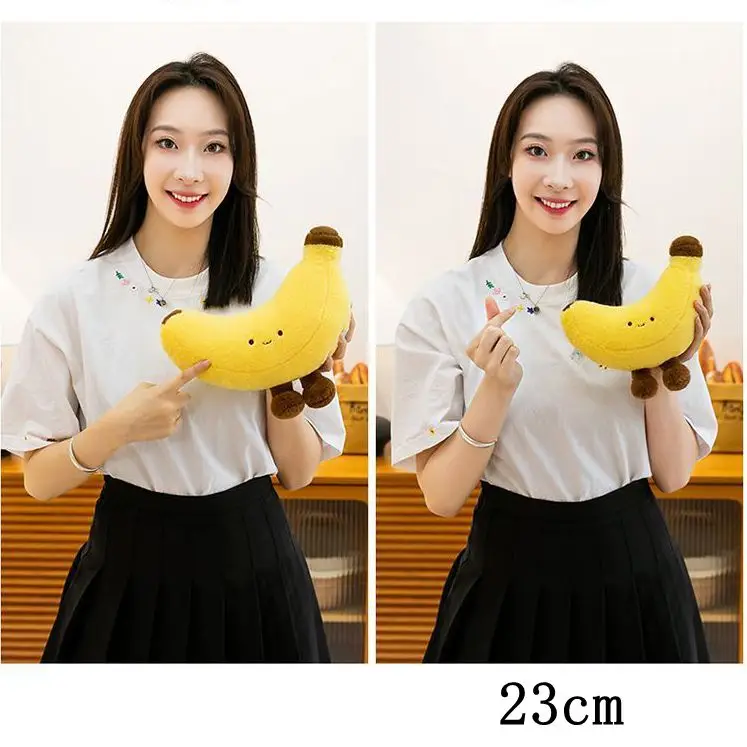 23cm Yellow Plant Banana Plush Toy Cute with Legs Soft Fruit Banana Doll a Birthday and Christmas Gift for Children