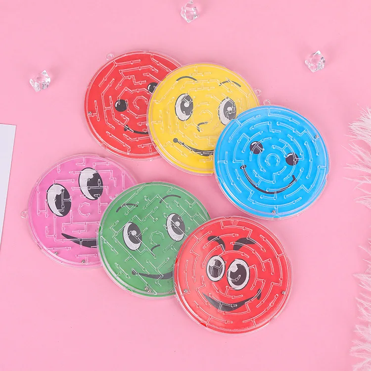 12Pcs Colorful Round Smiling Face Beads Maze Toy Boys Girls Birthday Party Favors Baby Shower Halloween Gifts Pinata Fillers