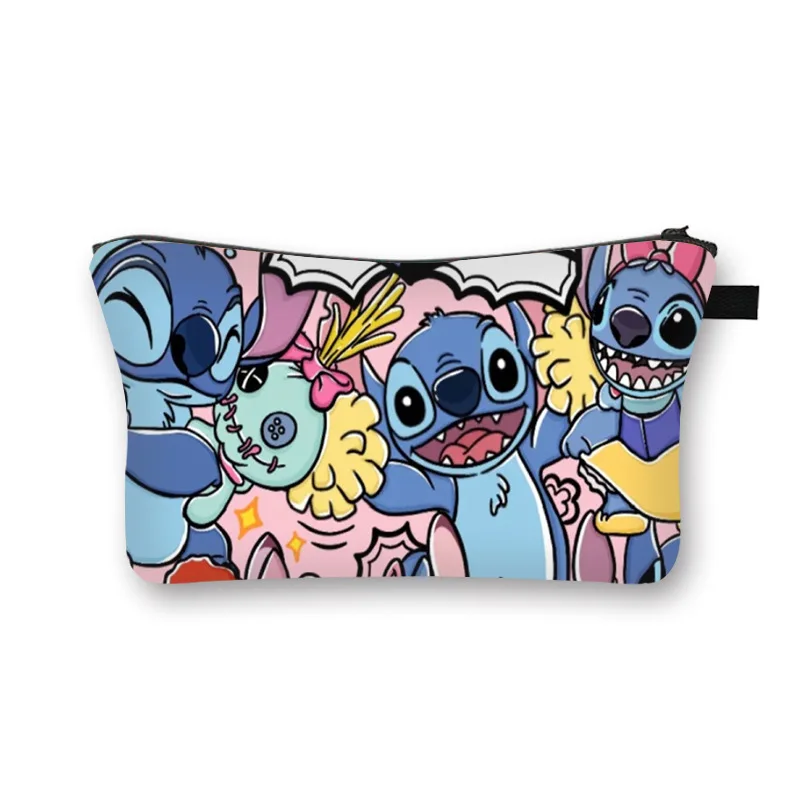 Disney Stitch Large Capacity Makeup Bag Kawaii Cosmetic Bag Anime Cartoon Stich Washing Bag Pencil Case Girl Christmats Gifts