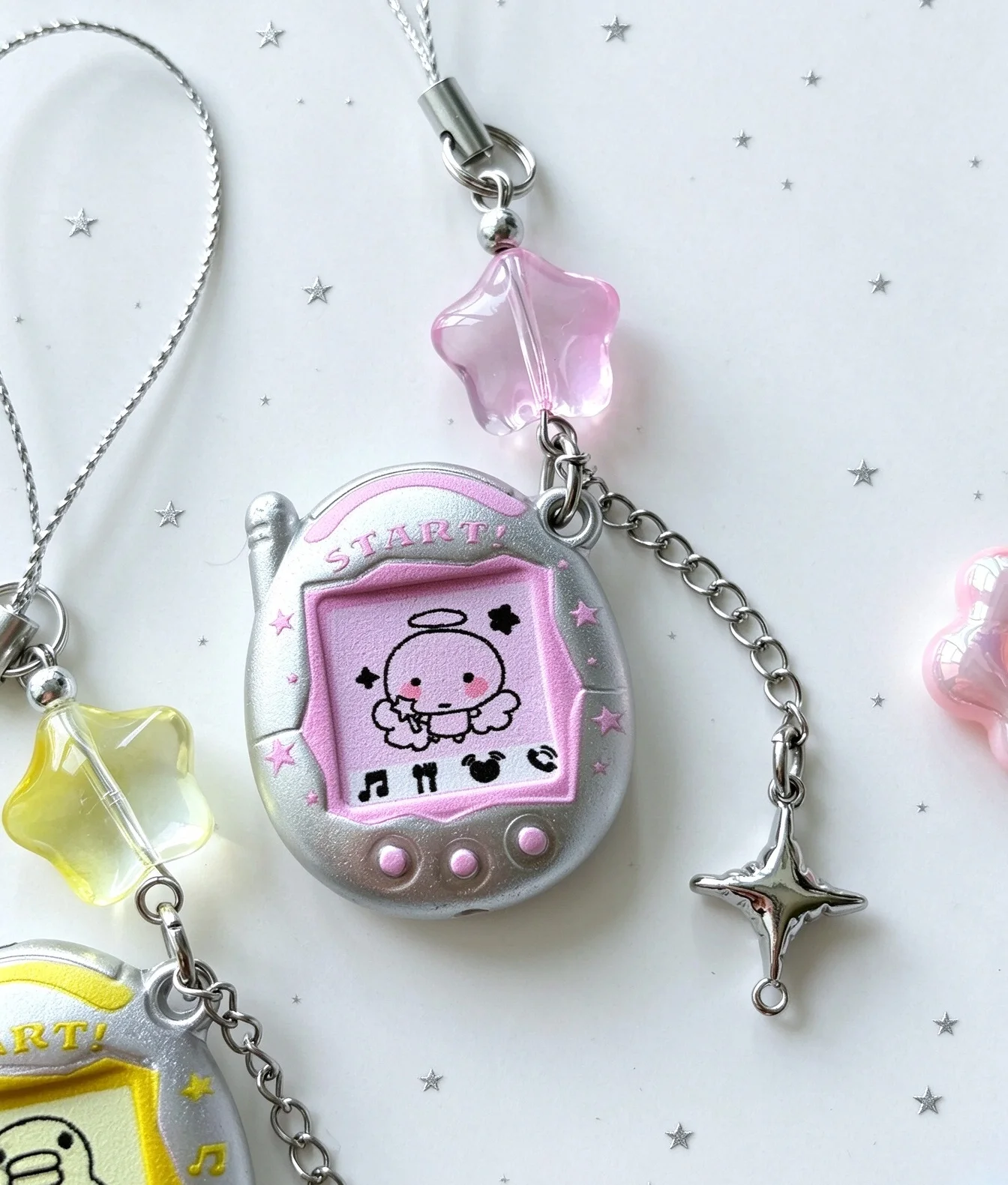 Kawaii Retro Virtual Pet Style Game Console Shape Phone Charm, Phone Lanyard Bag Keychain Aesthetic Collectible Gift