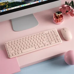 Fashion Wireless Keyboard and Mouse Combo Gamer Silent Keyboards Mouse Set Ultra Thin Office PC Ergonomic Gaming Pink Keypad
